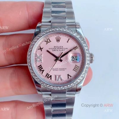 Swiss 3235 Mens Datejust Rolex For Sale - Replica Rolex Datejust 36mm Pink Dial Watch